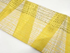 アンティーク　格子に水玉模様名古屋帯（着用可）
